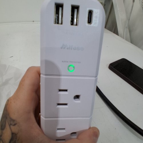 MIFASO USB OUTLET EXTENDER SURGE PROTECTOR WITH ROTATING PLUG - 3-SIDED SWIVEL POWER STRIP WITH 6 OUTLETS, 2 USB-A PORTS, 1 USB-C PORT - WHITE (MODEL: MFS6081) image 2