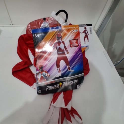 2PC UNISEX CHILD DISGUISE POWER RANGER COSTUME, MUSCLE OUTFIT WITH MASK - MEDIUM (7-8) - RED, WHITE, BLACK image 2