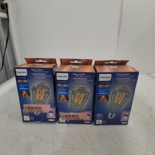 3 PHILIPS SMART LED VINTAGE EDISON FILAMENT ST19 LIGHT BULB - 60W - 120V - 500LM (MODEL: 9290030097) image 5