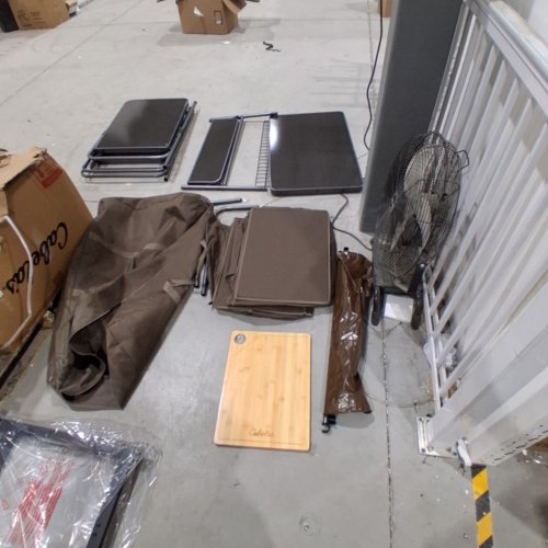 BPS FOLDING DELUXE CAMPING KITCHEN SET - 80" X 88" X 22" - GREY/BLACK/BROWN image 2