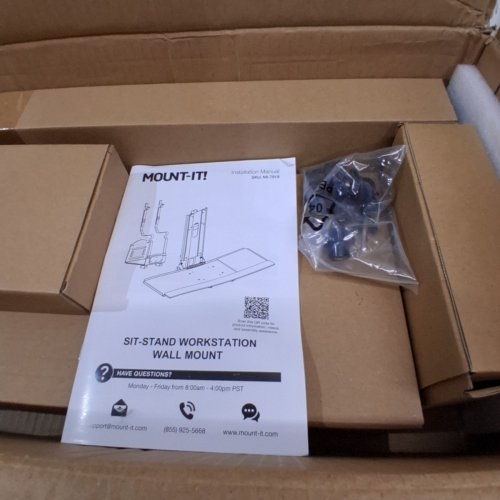MOUNT-IT! WALL MOUNTED MONITOR AND KEYBOARD STAND WITH CPU HOLDE - FITS UP TO 32" MONITORS - BLACK (MODEL: MI-7919) image 3