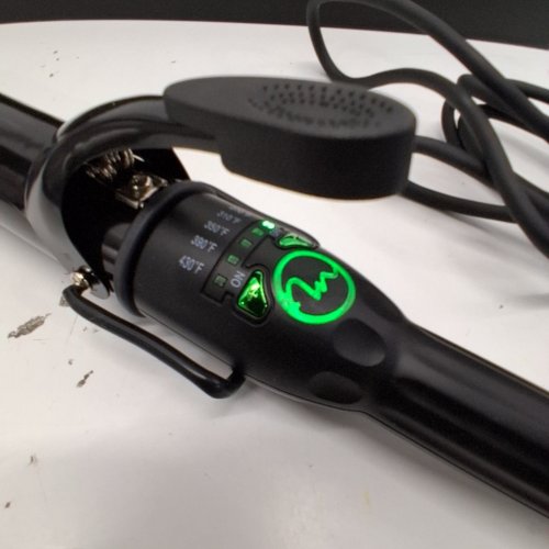 MINT EXTRA LONG IONIC CERAMIC TOURMALINE BARREL DUAL VOLTAGE AUTO SHUT OFF CURLING IRON - 1.5" - BLACK/MINT (MODEL: MVK20-150B) image 2