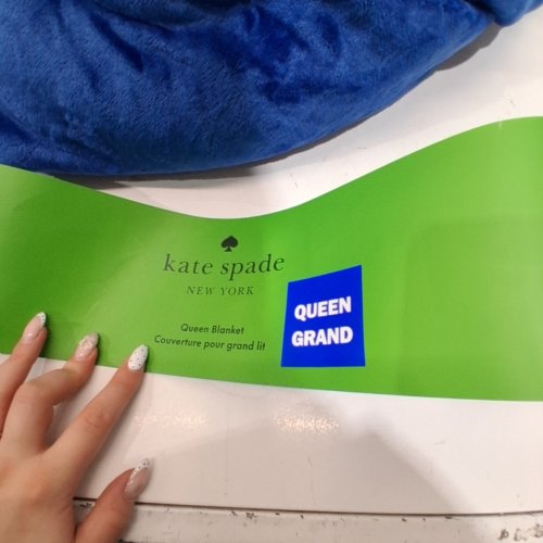 KATE SPADE NEW YORK LIGHTWEIGHT FUZZY SOFT COZY FLEECE BLANKET - QUEEN (90" X 90") - ROYAL BLUE (MODEL: 1856431) image 3