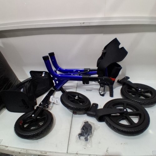 ROLLISROLL ALL TERRAIN ROLLATOR WALKER WITH SEAT AND BACKREST - 12" WHEELS - 300LBS MAX - BLUE/BLACK (MODEL: A42004W12) image 2
