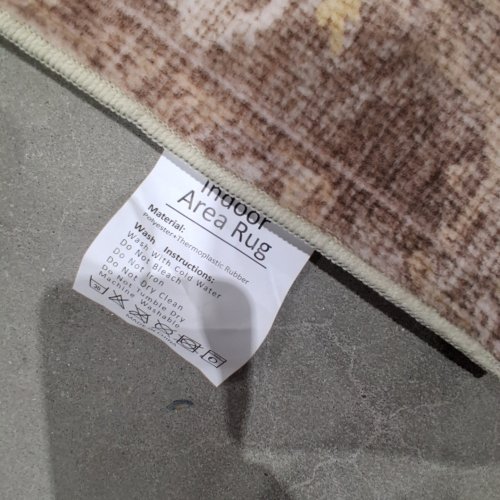 INDOOR NON-SLIP WASHABLE AREA RUG - 6FT X 9FT -TAN/BROWN image 2