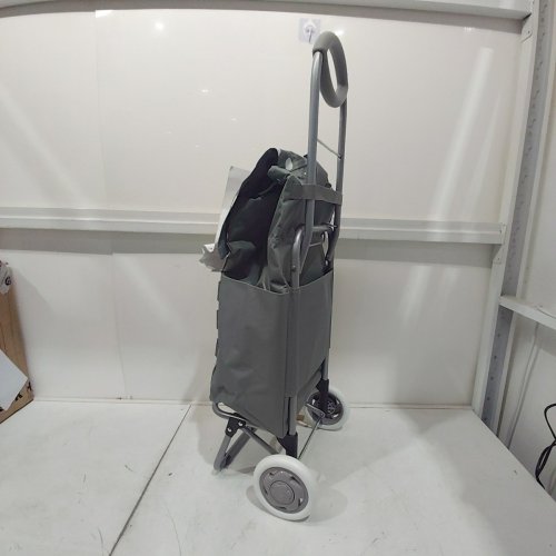 BIOS LIVING LIGHTWEIGHT ROLLING SHOPPING CART - 13.5"X11"X37"/55LB CAPACIRTY - DOTS IN WHITE/GREY image 4