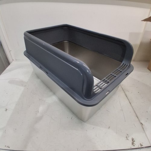 STAINLESS STEEL CAT LITTER BOX - GREY/SILVER image 2