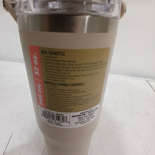 BPS DUAL-LID WATER BOTTLE - 32 OZ - WHITE CAP GRAY (MODEL: DLB-WG-32) image 5