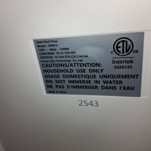 HTVRONT AUTO HEAT PRESS MACHINE FOR T SHIRTS WITH AUTO RELEASE - 15"X15" SURFACE - WHITE (MODEL: HPM15) image 7