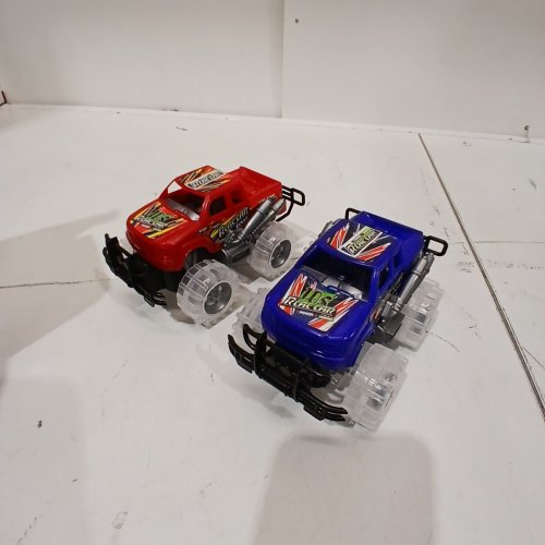 2PK ART CREATIVITY LED WHEEL MONSTER TRUCK TOY SET - RED & BLUE image 2