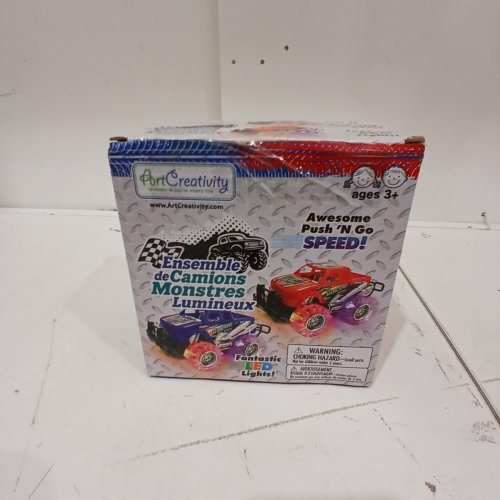 2PK ART CREATIVITY LED WHEEL MONSTER TRUCK TOY SET - RED & BLUE image 3