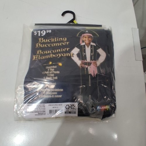 3PC BOYS PALAMON BUCKLING BUCCANEER COSTUME SHIRT, HAT, SASH BELT - LARGE (10-12) - WHITE/BLACK/RED/GOLD (STYLE: 6879C (L) image 2