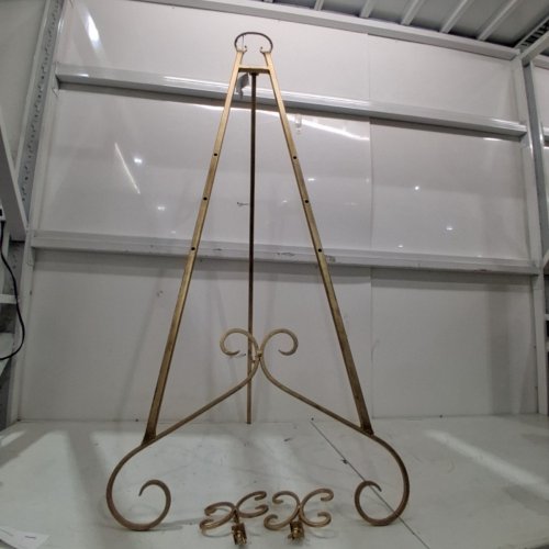 DECO ADJUSTABLE METAL SCROLL FREE STANDING DISPLAY STAND EASEL - 22" X 21" X 46" - GOLD image 2