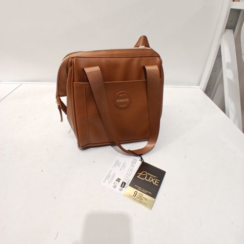 IGLOO COGNAC PREMIUM 9-CAN LUXE LUNCH TOTE COOLER BAG - 9.02" X 9.02" - COGNAC image 2