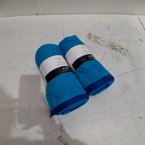 2PK MAINSTAYS BEACH TOWEL - 28" X 56" - DARK BLUE / BLUE / GREEN image 4