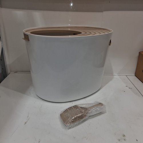 IRIS OHYAMA TOP ENTRY CAT LITTER BOX WITH LITTER SCOOP - LARGE - WHITE/BROWN (MODEL:586962) image 2