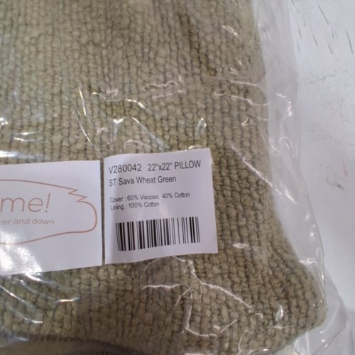 VILLA FLUFFME! DECORATIVE PILLOW - 22" X 22" - WHEAT GREEN (STYLE: V280042) image 2