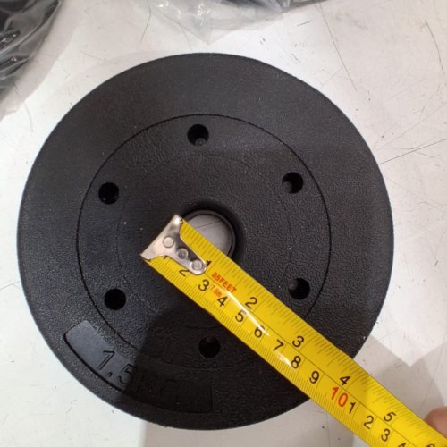 3PC ASSORTED BARBELL WEIGHT PLATES -10LBS/5KG/1.5KG - 1.5" - BLACK image 4
