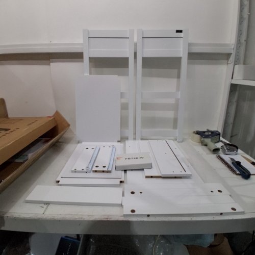 SOBUY NIGHTSTAND WITH 1 DRAWER AND 2 OPEN SHELVES - WHITE - (MODEL: FBT46-W) image 2