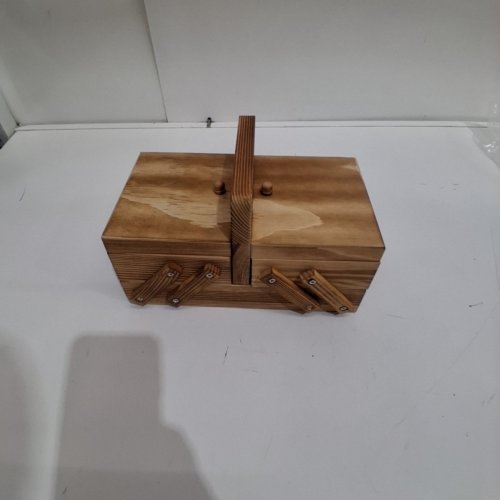 VINTAGE STYLE WOODEN SEWING STORAGE BOX - 9.5" X 5.5" X 4" - WOOD image 2