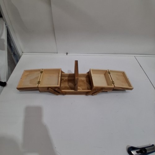 VINTAGE STYLE WOODEN SEWING STORAGE BOX - 9.5" X 5.5" X 4" - WOOD image 3