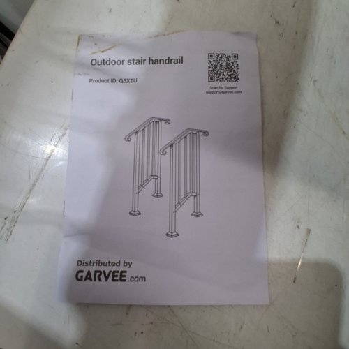 2PK GARVEE OUTDOOR METAL STAIR HANDRAIL KIT - 2 STEP - BLACK - (MODEL: PLS_33SM4APP) image 7