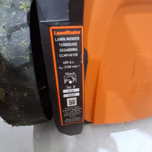 LAWNMASTER CORDLESS LAWN MOWER - 48 V - 15" CUTTING WIDTH - ORANGE/BLACK (MODEL: CLMF4815E) image 3