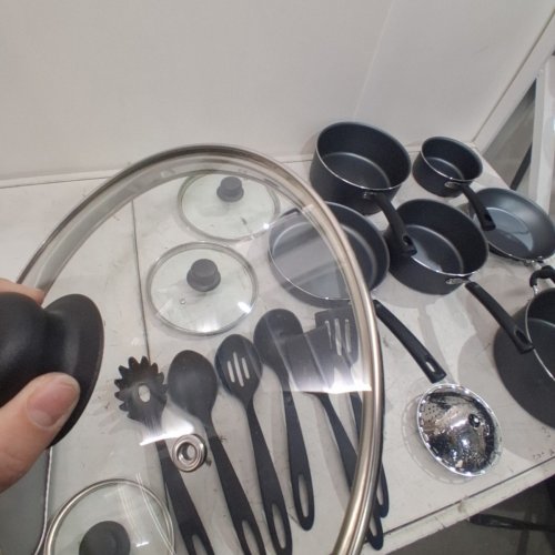 18PC TRAMONTINA PRIMAWARE ALUMINUM NONSTICK COOKWARE SET – BLACK/GREY- (MODEL: 80119/545) image 4
