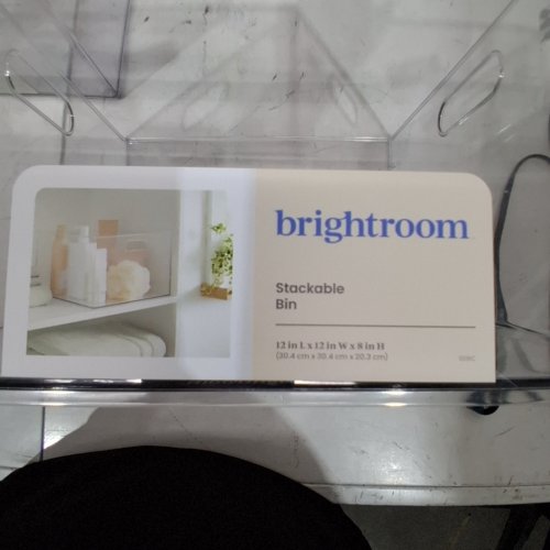 2PK BRIGHTROOM STACKABLE BIN - 12" X 12" X 8" - CLEAR image 2