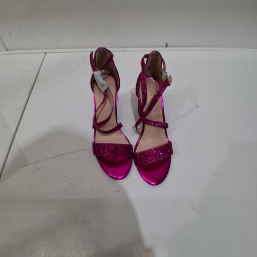 WOMENS ALLEGRА K GLITTER STRAPPY HEELS- 6 - MAGENTA/PINK image 2