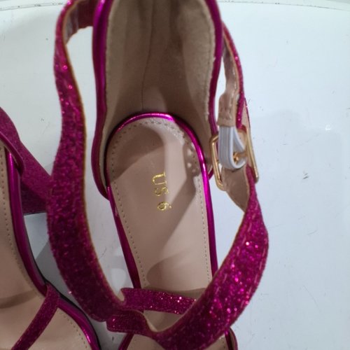WOMENS ALLEGRА K GLITTER STRAPPY HEELS- 6 - MAGENTA/PINK image 3