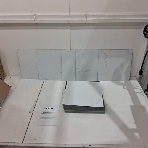 50PK VEVOR PEEL AND STICK FLOORING TILES - 12" X 12" - WHITE MARBLE (MODEL: WB-4503) image 2