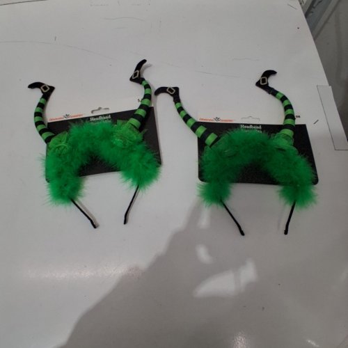 2 WAY TO CELEBRATE! WITCH HEADBANDS - GREEN AND BLACK image 2
