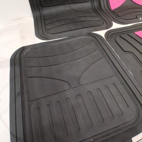 4PC FH GROUP MONSTER EYE FULL SET RUBBER FLOOR MATS - UNIVERSAL FIT BLACK/PINK (MODEL: F11313PINK) image 3