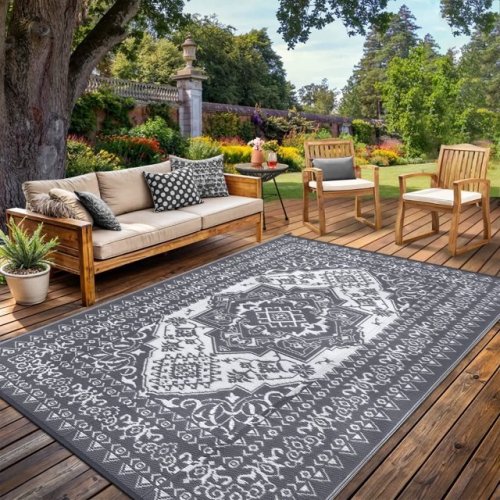 EASTVITA RECTANGULAR PLASTIC AREA RUG - 9FT X 12FT - GREY (MODEL: PHO_152FXLU9) image 2