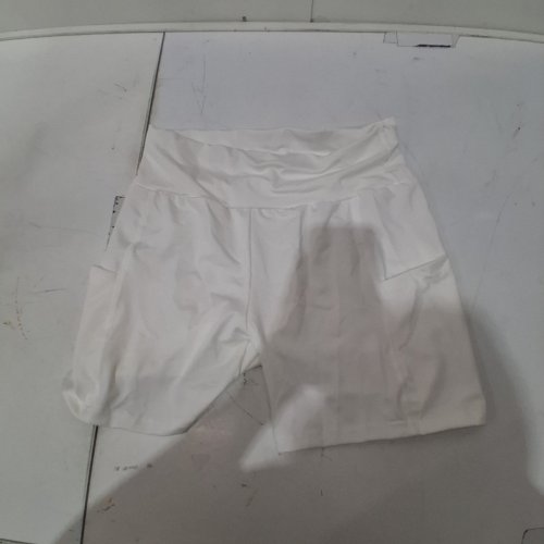 WOMEN'S ATHLETIC SHORTS WITH POCKETS - LARGE - WHITE image 2