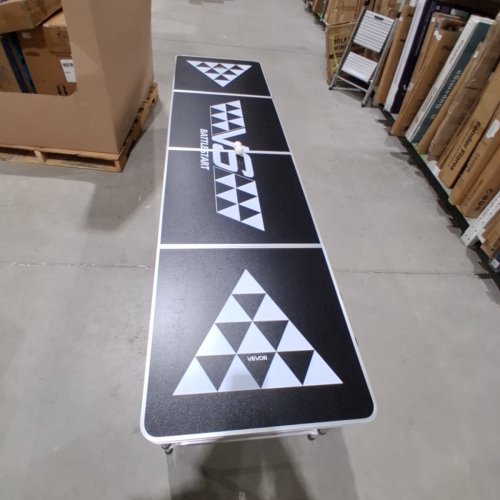 VEVOR FOLDING BEER PONG TABLE WITH BALLS & CARRY HANDLE - 8FT X 22" - BLACK/WHITE image 2