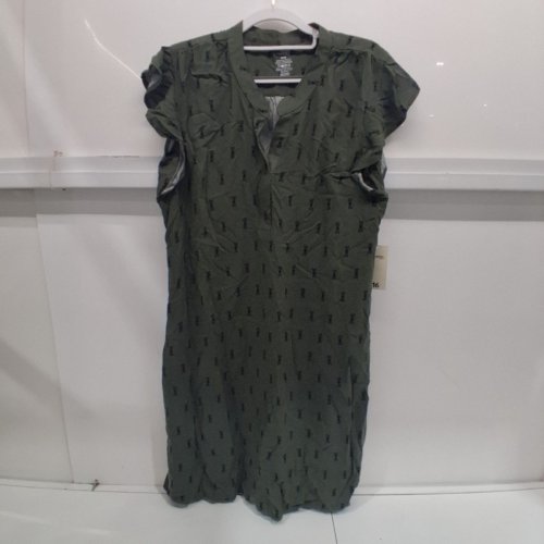 GEORGE WOMEN'S short sleeve printed DRESS - MEDIUM - OLIVE GREEN (STYLE: GRS641011D) image 2