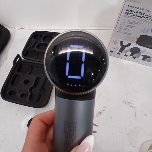 SHARPER IMAGE POWER PERCUSSION PRO + COMPACT HOT AND COLD DEEP TISSUE MASSAGER WITH 4 ATTACHMENTS AND 6 SPEEDS - BLACK - (MODEL: 2427599). image 2