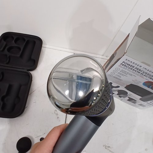 SHARPER IMAGE POWER PERCUSSION PRO + COMPACT HOT AND COLD DEEP TISSUE MASSAGER WITH 4 ATTACHMENTS AND 6 SPEEDS - BLACK - (MODEL: 2427599). image 5