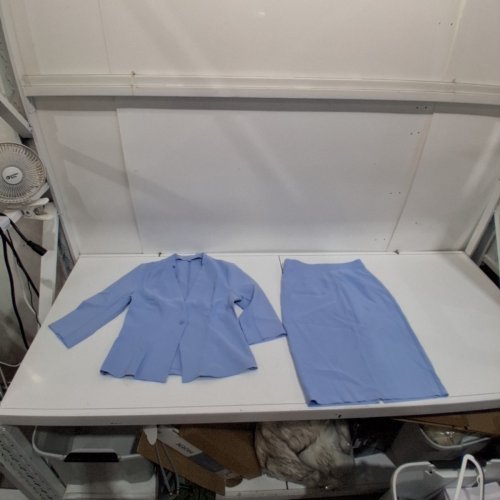 2PC WOMEN'S CHIC BUSINESS BLAZER AND SKIRT SET - MEDIUM - LIGHT BLUE image 2