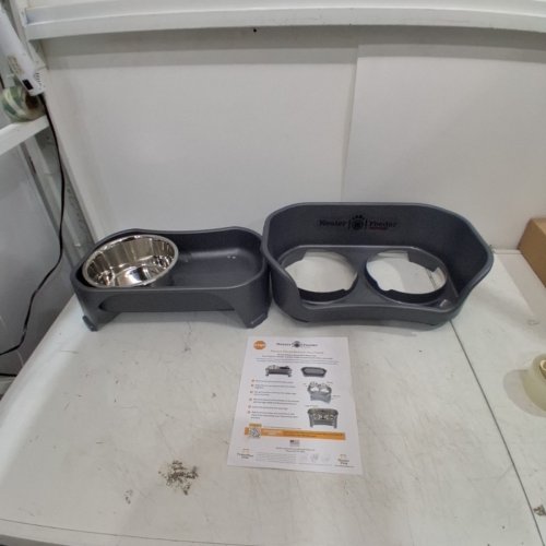 NEATER PETS NEATER FEEDER CAT DOG FOOD AND WATER BOWL HOLDER - LARGE - GUN METAL GREY image 2