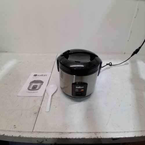 SALTON AUTOMATIC RICE COOKER WITH FOOD STEAMING BASKET - 8CUP - STAINLESS (MODEL: RC2027) image 3