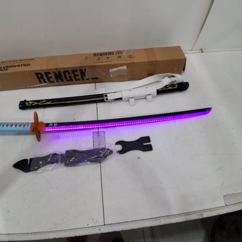 6PC RENGENG LIGHT-UP PLASTIC SWORD WITH ACCESSORIES - 40" - BLUE/ORANGE/PURPLE (MODEL: 078 HUDIE DFG) image 2