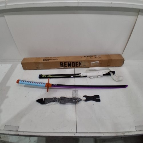 6PC RENGENG LIGHT-UP PLASTIC SWORD WITH ACCESSORIES - 40" - BLUE/ORANGE/PURPLE (MODEL: 078 HUDIE DFG) image 3