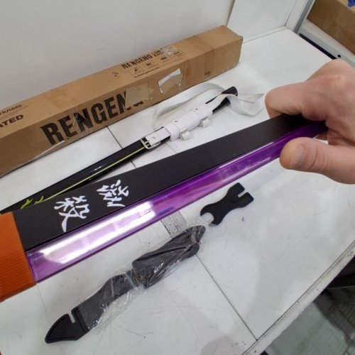 6PC RENGENG LIGHT-UP PLASTIC SWORD WITH ACCESSORIES - 40" - BLUE/ORANGE/PURPLE (MODEL: 078 HUDIE DFG) image 4