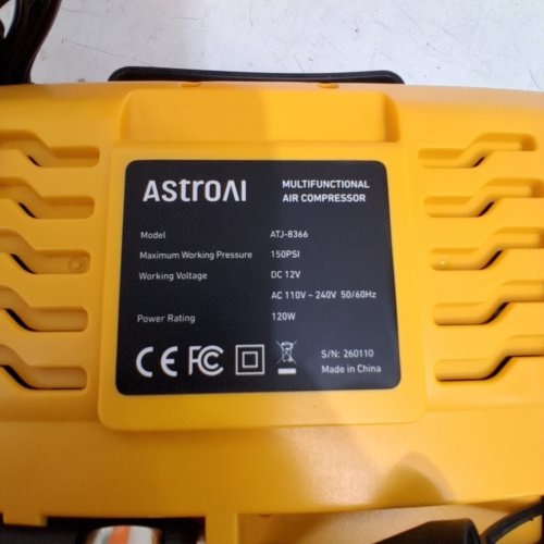 ASTROAI PORTABLE HEAVY DUTY TIRE INFLATOR PUMP, AUTO SHUTOFF WITH SCREEN, 12 V - YELLOW (MODEL: AIRUN M1) image 3