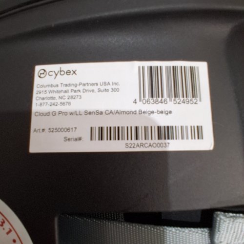 2PC CYBEX GOLD CLOUD G PRO INFANT CARSEAT WITH LOAD LEG BASE - 35LBS MAX - ALMOND BEIGE - (MODEL: 525000617) image 5