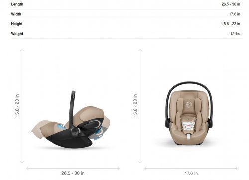 2PC CYBEX GOLD CLOUD G PRO INFANT CARSEAT WITH LOAD LEG BASE - 35LBS MAX - ALMOND BEIGE - (MODEL: 525000617) image 3