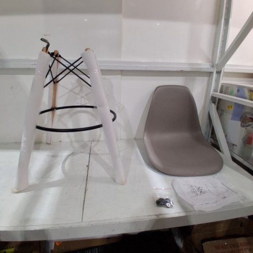 2XHOME EIFFEL STYLE BARSTOOL WITH WOOD LEGS AND METAL FOOTREST, GREY image 2